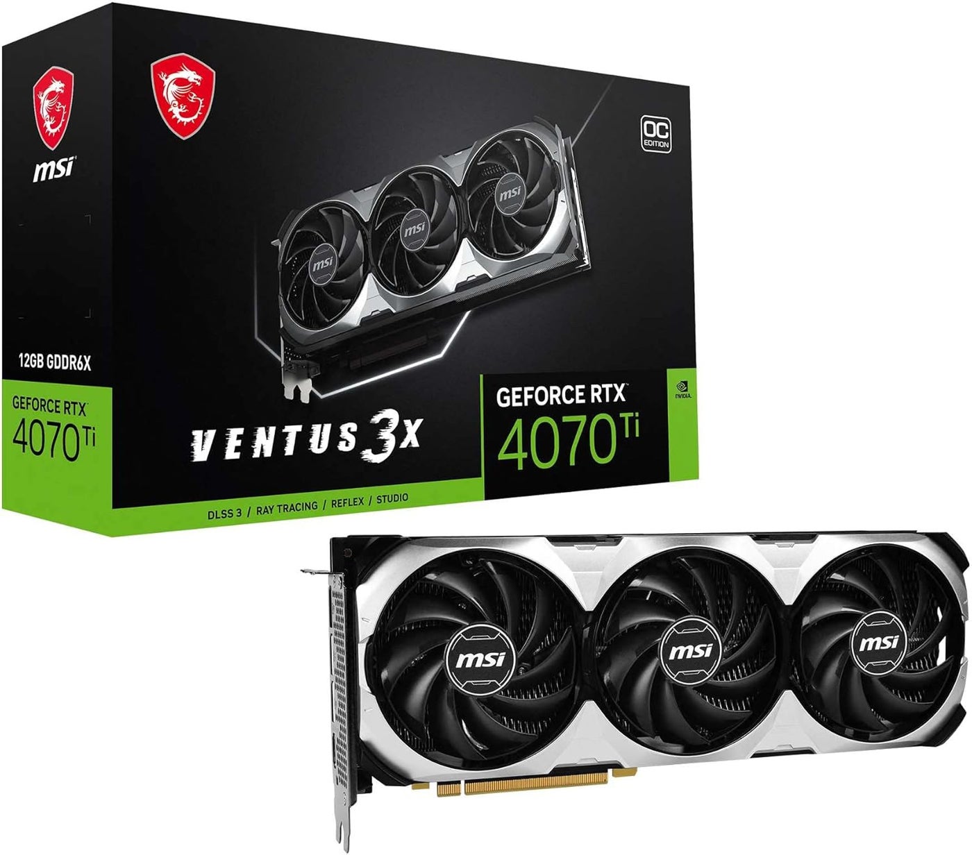Gaming GeForce RTX 4070 Ti 12GB GDRR6X Extreme Clock: 2655 MHz 192-Bit HDMI/DP Nvlink TORX Fan 4.0 Ada Lovelace Architecture Graphics Card (RTX 4070 Ti Ventus 3X 12G OC)